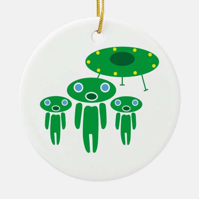 Ornamento De Cerâmica Aliens de chegada (Frente)
