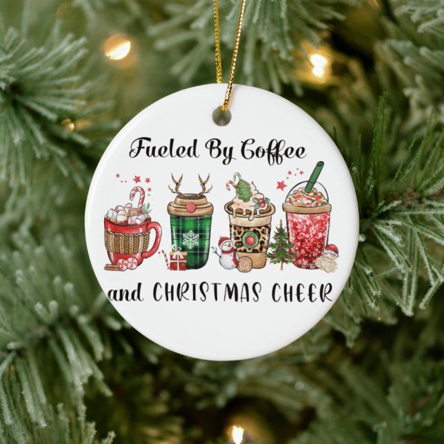 Ornamento De Cerâmica Alimentado por café e animado de Natal (Árvore)