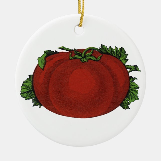 Ornamento De Cerâmica Alimentos Antigos, Tomate Maduro, Legumes e Frutas (Frente)