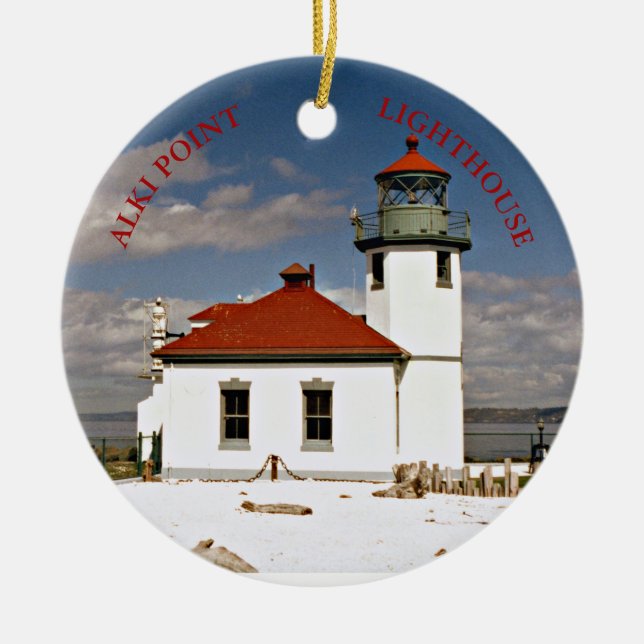Ornamento De Cerâmica Alki Point Lighthouse, Washington Ornament (Frente)