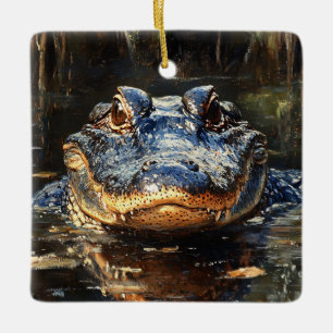 Ornamento De Cerâmica Alligador Cute na pintura de Flórida Everglades