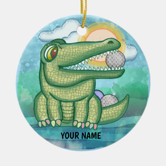 Ornamento De Cerâmica Alligator Golf (Frente)