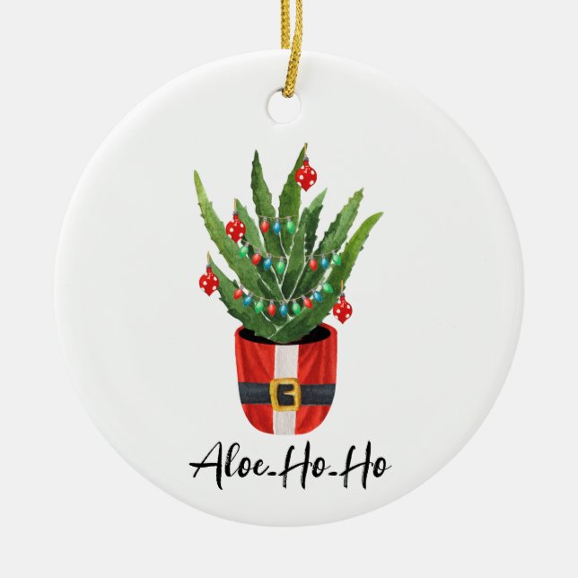 Ornamento De Cerâmica Aloe Ho Papais noeis Fábrica Natal (Frente)