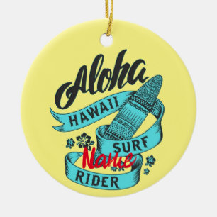 Ornamento De Cerâmica Aloha Hawaii Surf Rider Thunder_Cove