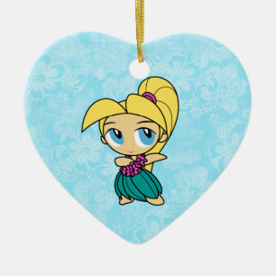 Ornamento De Cerâmica Aloha Honeques Hula Girl Hibiscus Ornaments