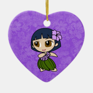 Ornamento De Cerâmica Aloha Honeques Hula Girl Hibiscus Ornaments