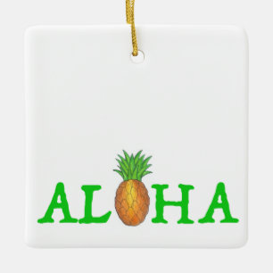 Ornamento De Cerâmica Aloha Tropical Hawaiai Island Pineapple Havaí