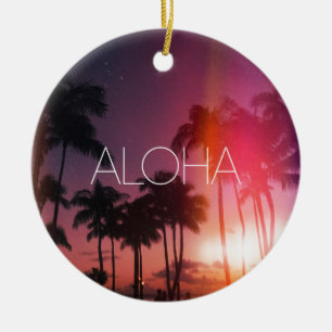 Ornamento De Cerâmica Aloha Tropical Noite Cerâmica Ornament