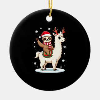 Ornamento De Cerâmica Alpaca Sloth Christmas (3)