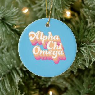 Ornamento De Cerâmica Alpha Chi Omega Groovy Script