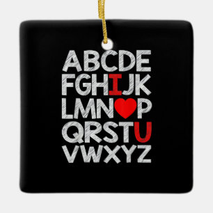 Ornamento De Cerâmica Alphabet ABC I Love You
