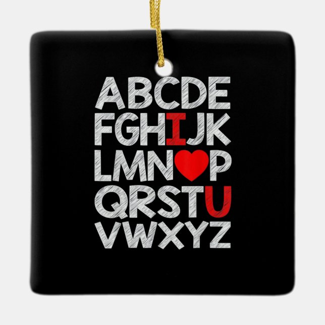 Ornamento De Cerâmica Alphabet ABC I Love You (Frente)