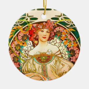 Ornamento De Cerâmica Alphonse Mucha Art Nouveau Daydre