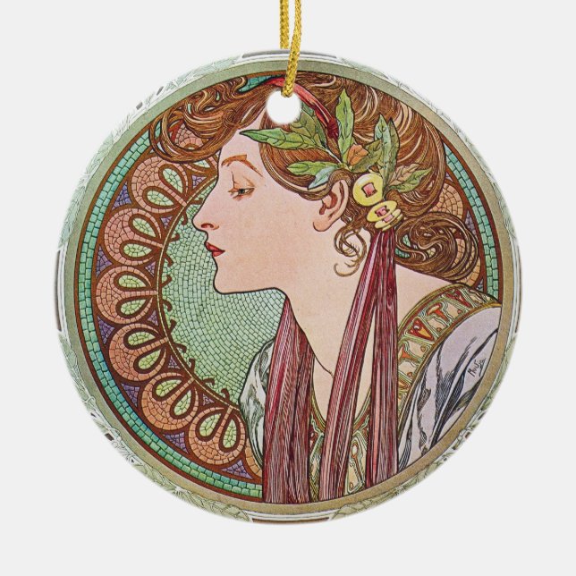 Ornamento De Cerâmica Alphonse Mucha Goddess Art (Frente)