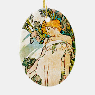 Ornamento De Cerâmica Alphonse Mucha - Iris WB