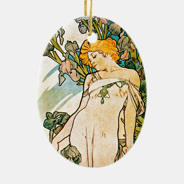 Ornamento De Cerâmica Alphonse Mucha - Iris WB (Verso)