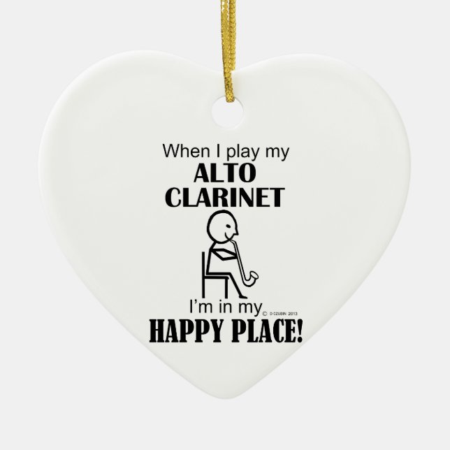 Ornamento De Cerâmica Alto Clarinet Happy Place (Frente)