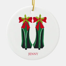 Ornamento De Cerâmica Altos saltos Verdes com Arcos de Natal