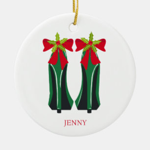 Ornamento De Cerâmica Altos saltos Verdes com Arcos de Natal