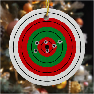 Ornamento De Cerâmica Alvo de Tiro de Férias Arma Atirador Natal