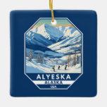 Ornamento De Cerâmica Alyeska Alaska Winter Viagem Art Vintage<br><div class="desc">Alyeska Winter art design mostrando a paisagem de inverno.</div>