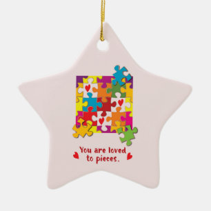 Ornamento De Cerâmica Ama de Quebra-cabeça de Aniversário a Pedaços