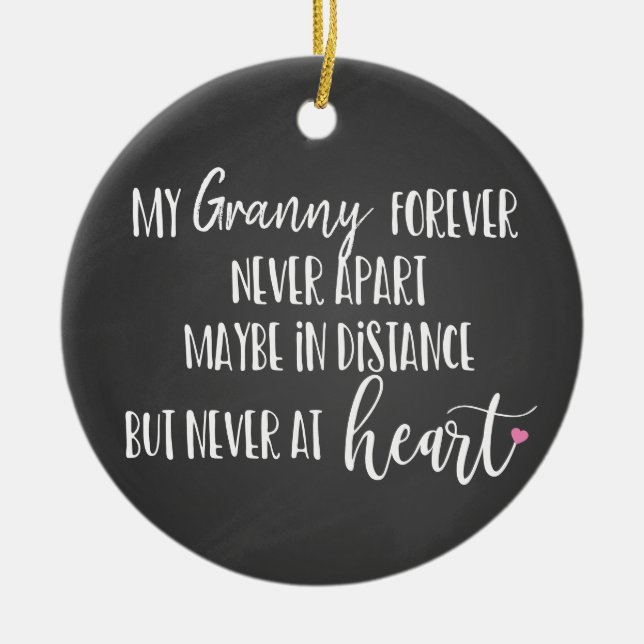 Ornamento De Cerâmica Ama vovó para sempre, nunca distante (Frente)