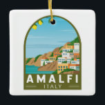 Ornamento De Cerâmica Amalfi Itália Retro Viagem Art Vintage<br><div class="desc">Design de arte vetorial Amalfi. Amalfi é uma cidade que se encontra num cenário natural dramático,  abaixo de penhascos íngremes,  na costa sudoeste de Itália.</div>