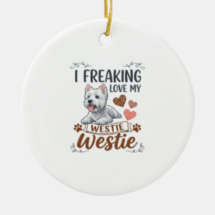 Ornamento De Cerâmica Amando Corações e Patas de Westie_1