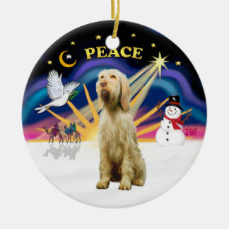 Ornamento De Cerâmica Amanhecer de Natal - Spinone Italiano (trigo)