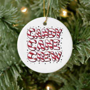 Ornamento De Cerâmica Amante da Equipe do Bastão de Doces Natal Pijama d