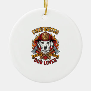 Ornamento De Cerâmica Amante de Cachorro Bombeiro Dalmatian Fogo Capacet