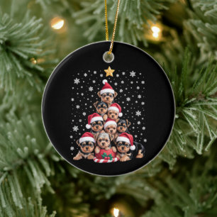 Ornamento De Cerâmica Amante de Cães Yorkie de Natal Árvore Pet Animal d