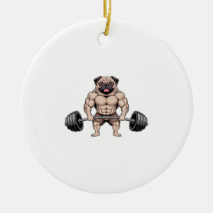 Ornamento De Cerâmica Amante de Cão Pug Musculoso Levantamento de Peso K