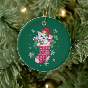 Ornamento De Cerâmica Amante de Gatos Natal Proprietário de Gatos Divert