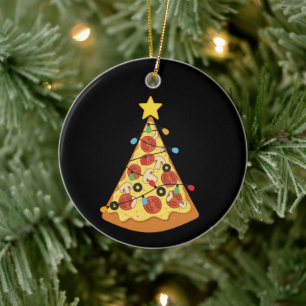 Ornamento De Cerâmica Amante de Pizza de Natal Jantar de Férias Noite de