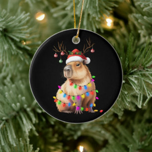 Ornamento De Cerâmica Amante do Animal Capivara Luzes de Natal Cappy Xma