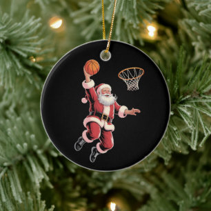 Ornamento De Cerâmica Amante dos Esportes de Basquete de Natal Papai Noe