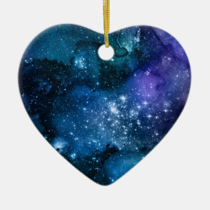 Ornamento De Cerâmica Amantes da Galáxia Espaço Estrelado Céu Azul Faísc