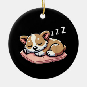 Ornamento De Cerâmica Amantes de Animais Adoráveis e Fofos Dormindo Corg