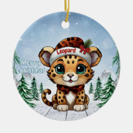 Ornamento De Cerâmica Amantes de Gatos Pintados de Natal Leopardo 🐆🐈🐾