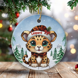 Ornamento De Cerâmica Amantes de Gatos Pintados de Natal Leopardo 🐆🐈🐾