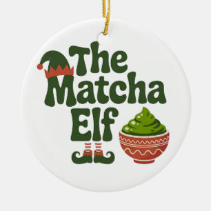 Ornamento De Cerâmica Amantes do Matcha Elf Engraçado Natal Matcha Beba