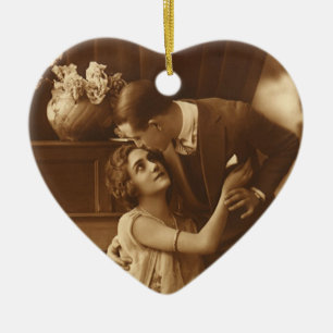 Ornamento De Cerâmica Amantes Vintage, Música Romântica de Amor