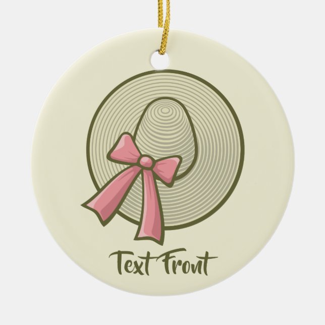 Ornamento De Cerâmica Amarelo De Chapéu Brimado Amplo (Frente)