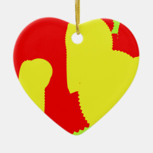 Ornamento De Cerâmica amarelo e vermelho se misturando juntos reúnem art