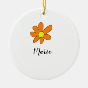 Ornamento De Cerâmica Amarelo laranja Margarida resumo adicionar nome te