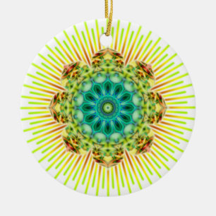 Ornamento De Cerâmica Amarelo Mandala faça seu próprio histórico