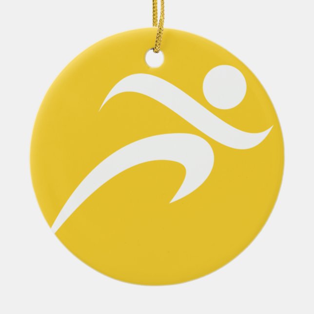 Ornamento De Cerâmica Âmbar Amarelo em Execução (Frente)