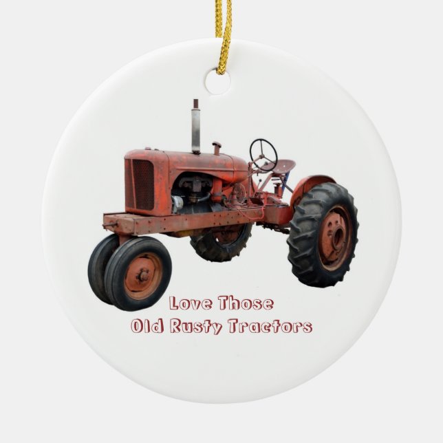 Ornamento De Cerâmica Ame aqueles tratores oxidados velhos (Frente)